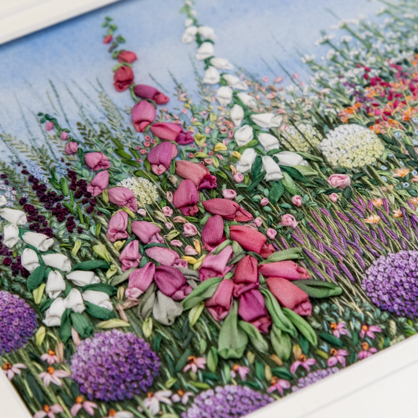 Close up view of a garden border inspired by gardens at the RHS Chelsea Flower Show