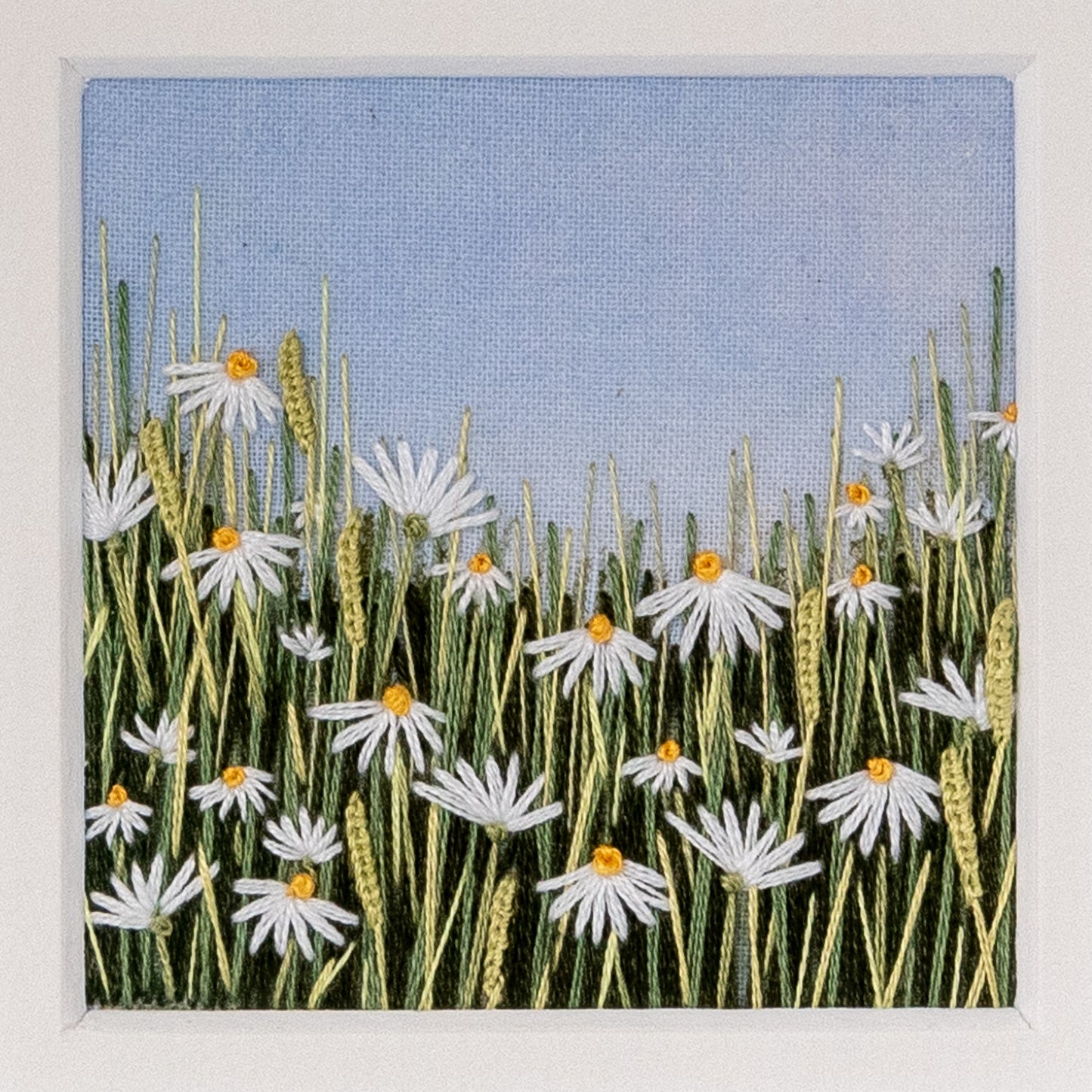 embroidered artwork of Simple daisy meadow