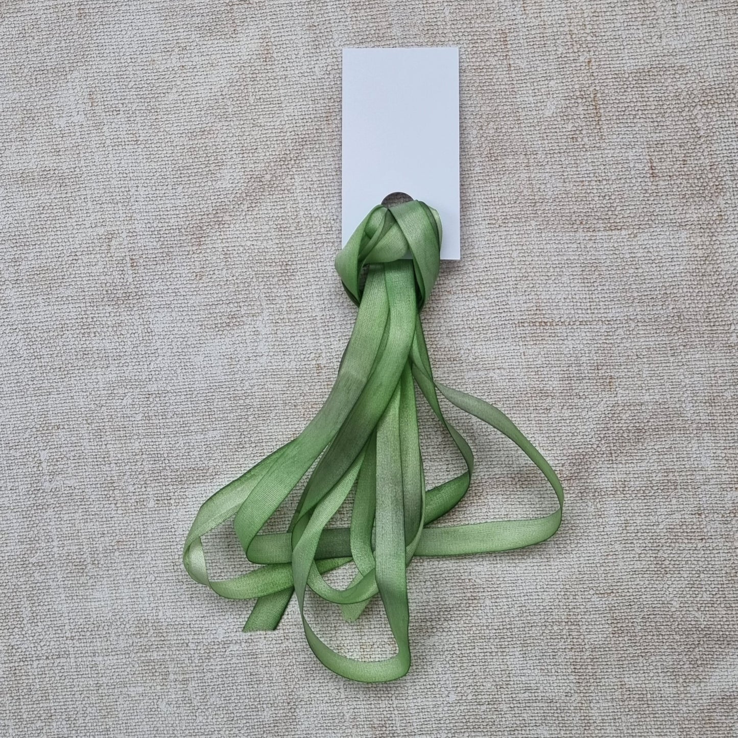 No.15 7mm grey green hand dyed silk ribbon