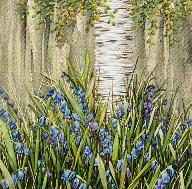 bluebells under a silver birch tree