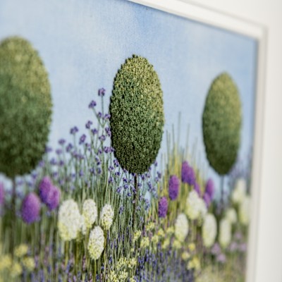 three topiary   alliums hand embroidery  jo butcher